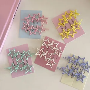 Pinces à Cheveux Étoile Couleur Macaron Douces Épingles à Cheveux Triple Étoile en Métal Mat Pinces Latérales Bijoux de Cheveux pour Filles Femmes