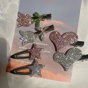 Luxury rhinestone hair clip set with star flower shapes and colorful crystals