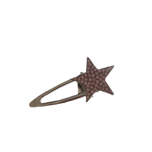 Sparkling star hair clip with pink purple rhinestones on a silver metal base