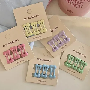 Cute Bone Shaped Metal Hair Clip Set Macaron Color Mini BB Clips Set For Girls Women Side Hair Pins Accessories