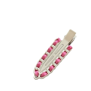Pince à cheveux chaîne tissée ruban rose pour femme avec style bec de canard mignon