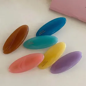 Korean Style Candy Color Oval Resin Hair Clips For Women Girls Handmade Jelly Texture Duckbill Clip Hair Accessories