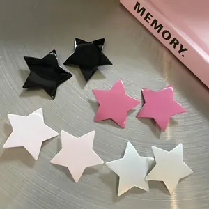 Sweet Cool Alloy Star Hair Clip For Women Girls Pink Black Star Shape Duckbill Clip Side Hairpin Fashion Hair Accessories