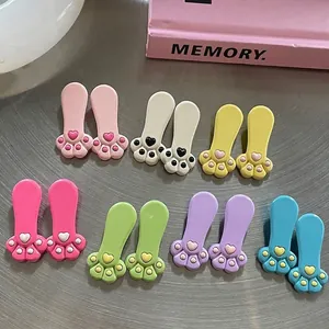 Süße Katzenpfote Haarklammer Dopamin Farbe Metall Entenschnabel Clip Herzmuster Mode Haarschmuck Für Damen Mädchen Geschenk