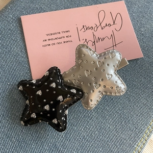 Barrettes à cheveux étoile style denim Y2K avec cœurs scintillants et pinces en métal