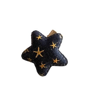 Barrette étoile en denim Y2K avec motif doré et tissu bleu marine pour femmes