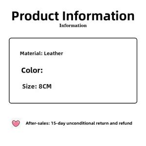 Specifiche della clip per capelli a fiocco in pelle da 8 cm con info su materiale e misura