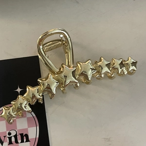 Molletta per capelli Y2K a forma di stella in metallo dorato per acconciatura a coda alta
