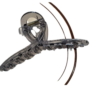 Grande pince à cheveux 14cm en acrylique gris transparent pour chignons élégants