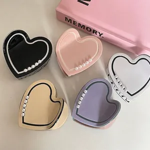 Elegant Acetate Heart Artificial Pearl Hair Claw Clip For Women High End Shark Clip Sweet Fashion Back Head Hair Accessories