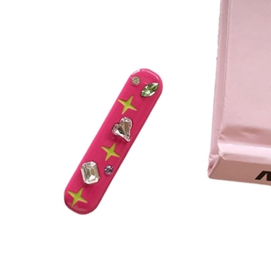 Pink star hair clip with colorful crystal rhinestones for women sweet style accessory
