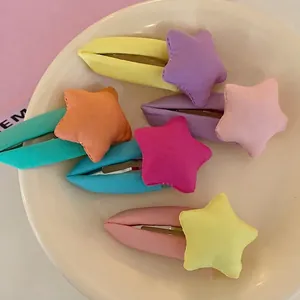 Barrettes à Cheveux en Tissu Rembourré Étoile Douce Couleurs Macaron Épingles à Cheveux Étoile pour Filles Femmes Accessoires Cheveux