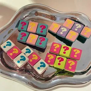 Cute Cartoon Question Mark Colorful Square Block Hair Clips Trendy Resin Metal Duckbill Hairpins Hair Accessories For Women Girls