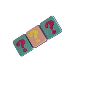 Creative square hair clips with colorful question mark patterns for girls' hair styling