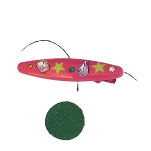 Y2K style hot pink hair clip with colorful rhinestones and lime green star charms