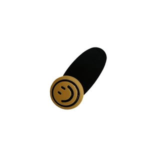 Fermaglio per capelli ovale nero opaco con faccina sorridente gialla per acconciature