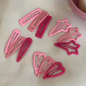 Pinces à Cheveux Étoile Rose Dopamine Style Y2K Finition Mate Géométrique Cœur Carré Forme Goutte d'Eau Barrettes pour Femmes Filles Accessoires Cheveux