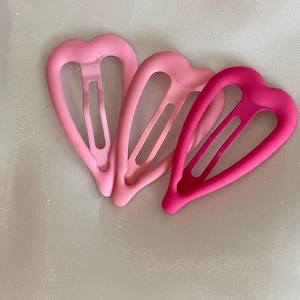 Trois pinces à cheveux en forme de cœur rose mat dégradé pour femmes et filles y2k