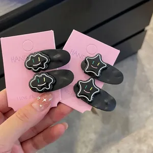 Handmade Metal Black Smiley Face Cloud Star Hair Clips For Women Girls Geometric Side Fringe Clips Fashion Hair Accessories