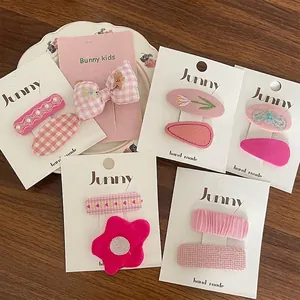 Ensemble de Barrettes à Cheveux en Tissu Style Coréen pour Filles Doux Nœud Papillon Ours Broderie Clips BB Accessoires de Coiffure