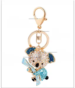 Detail view of crystal koala keychain showing sparkling rhinestones and lobster clasp