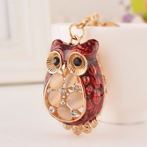 Vintage Legierung Eule Schlüsselanhänger Mit Katzenauge Strass Emaille Tropföl Tier Tasche Anhänger Schmuck Für Damen Herren