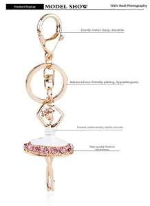 Détail du porte-clés ballerine avec strass roses et finition en émail blanc pur