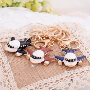 Creative A380 airplane model metal keychains in black, brown and navy blue colors