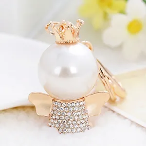 Luxus Krone Engel Künstliche Perlenimitat Schlüsselanhänger Legierung Strass Flügel Tasche Anhänger Für Damen Mädchen Mode Schmuck Geschenk