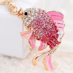 Creative Alloy Rhinestone Goldfish Keychain Metal Animal Bag Charm For Women Girls Fashion Jewelry Gift