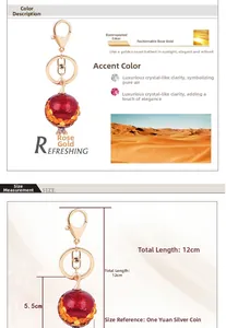 Detailed view of 12cm rose gold pomegranate keychain with sparkling crystals and lobster clasp