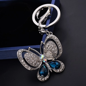 Portachiavi a Farfalla con Strass Ciondolo in Lega di Zinco Cristallo Intarsiato per Donna Borsa Auto Accessori Regalo