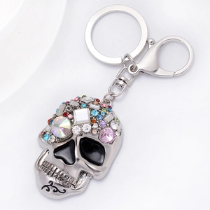 Creative Rhinestone Skull Metal Keychain Fashion Bag Ornament Car Key Ring Alloy Skeleton Pendant For Men Women