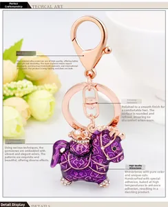 Detailed close-up of purple enamel pony keychain with sparkling rhinestones and pearl