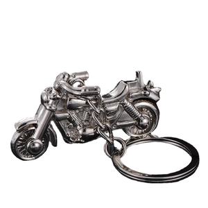 Zinc alloy motorcycle keychain for men featuring a metallic cruiser bike pendant and ring