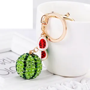 Sparkling Rhinestone Watermelon Keychain Zinc Alloy Fruit Bag Charm With Enamel Slices For Women Gift Fashion Accessories