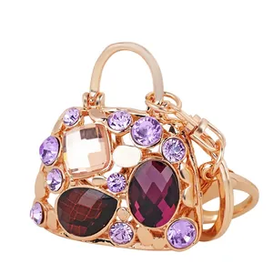 Fashion Luxury Handbag Shape Keychain Glittering Rhinestone Purse Pendant For Women Metal Bag Key Ring Accessory Gift