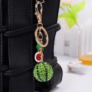 Exquisite sparkling rhinestone watermelon keychain charm for handbags and purses