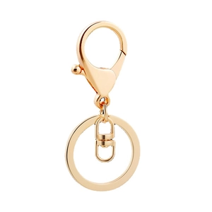 Polished golden alloy keychain with lobster clasp, swivel joint, and flat split ring
