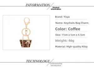 Detailed view of leopard print bag keychain with crystal bow and size specifications