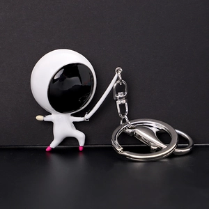 Creative Fencing Athlete Metal Keychain Sports Man Astronaut Figure Pendant Key Ring For Kids Bag Decoration Souvenir Gift