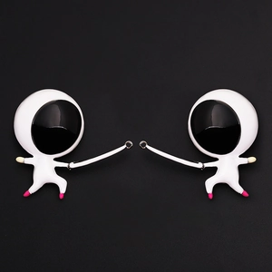 Creative 3D fencing athlete keychains with minimalist black and white design accents