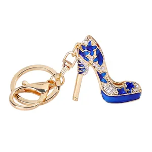 Elegant High Heel Keychain Alloy Rhinestone Enamel Star Butterfly Charm For Women Handbag Bag Decoration Gift Luxury Keyring