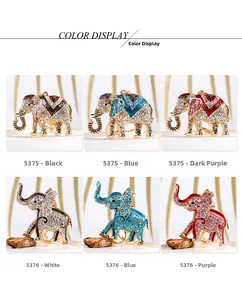 Enamel elephant keychains with crystals in various colors and unique poses