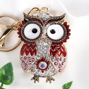 Creative Animal Series Owl Keychain Zinc Alloy Inlaid Rhinestone Enamel Bag Charm Pendant Decoration For Women Girls Gift