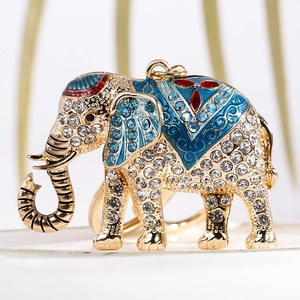 Fashion Alloy Rhinestone Elephant Keychain Colorful Enamel Animal Bag Pendant Glitter Rhinestone Accessories Bag Charm For Women
