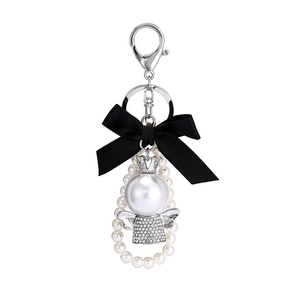 Eleganter Schleife Kunstperle Engel Schlüsselanhänger Für Damen Strass Krone Tasche Anhänger Mode Zinklegierung Auto Schlüsselring