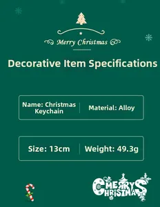 Specifications of the alloy Christmas keychain with 13cm length and 49.3g weight