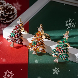 Portachiavi Albero di Natale in Smalto e Strass per Donna Ciondolo in Lega di Zinco Con Stella Fiocco di Neve Bastoncino di Zucchero