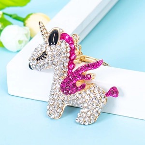 Sparkling flying unicorn keychain with rhinestones for women's handbag charms